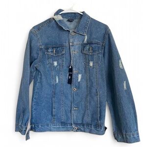 NWT Judy Bridal Distressed Blue Jean Denim Jacket